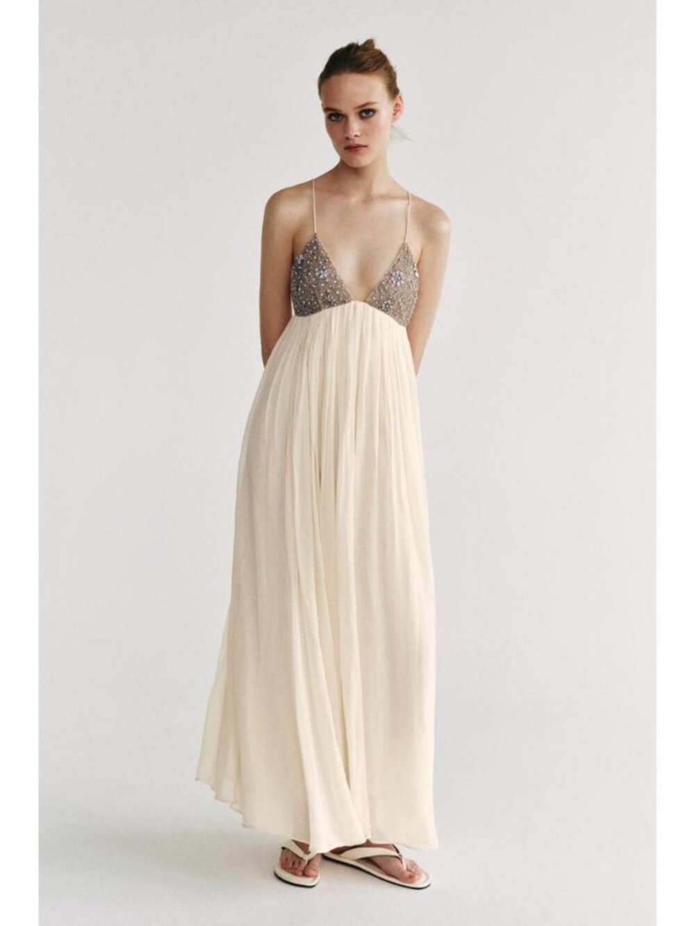 ZARA ZW COLLECTION BEADED MIDI DRESS - Picture 2 of 9